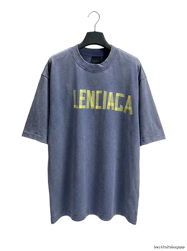 Balenciaga's alphabetic style blue T-shirt.