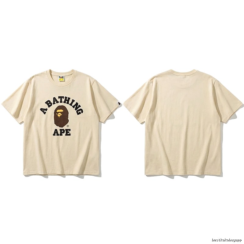 Bape Ape Head Minimalist Style Beige T-shirt