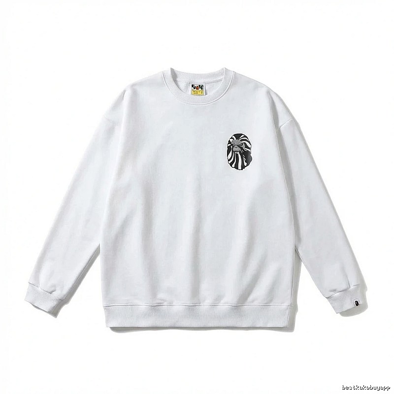 Bape Ape Head Minimalist Style White Sweatshirt