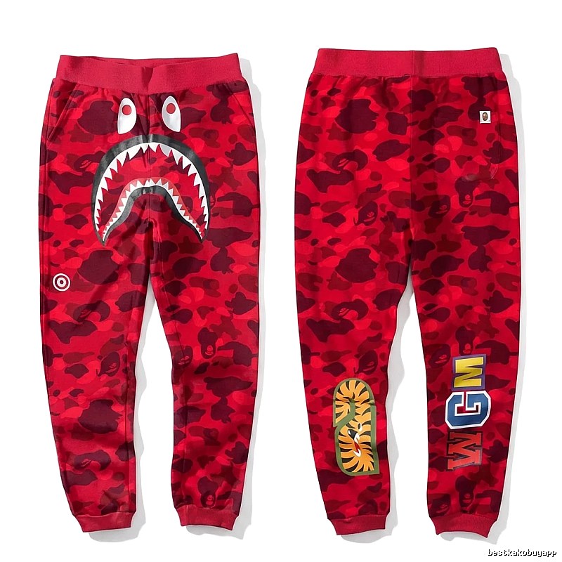 Bape camouflage-style red sweatpants