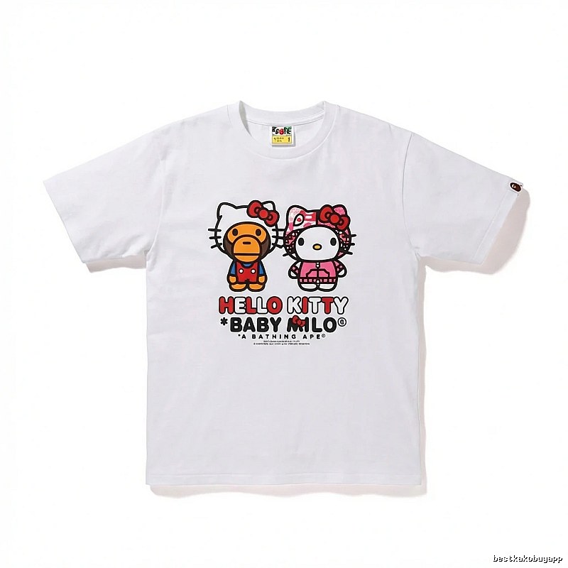 Bape Co-branded Cartoon Style White T-shirt