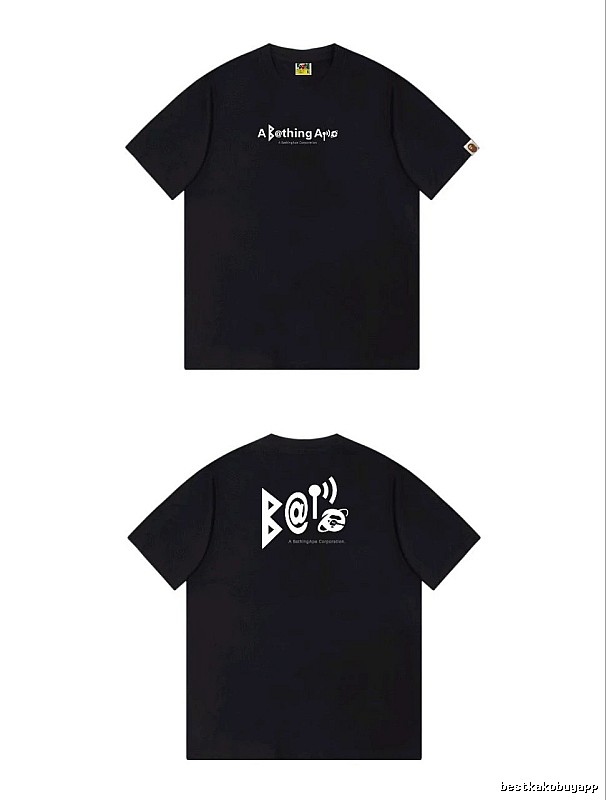 Bape letter - printed short - sleeved black T - shirt