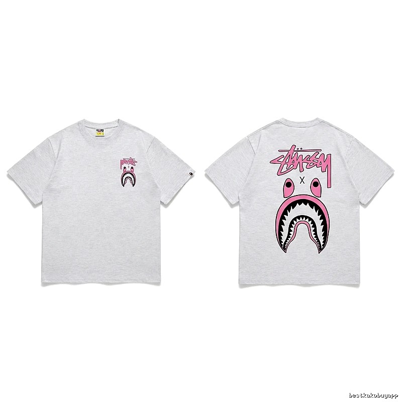 Bape Shark Co-branded Light Grey T-shirt