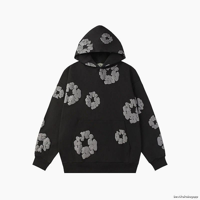 Black Allover Flower Graphic Hoodie