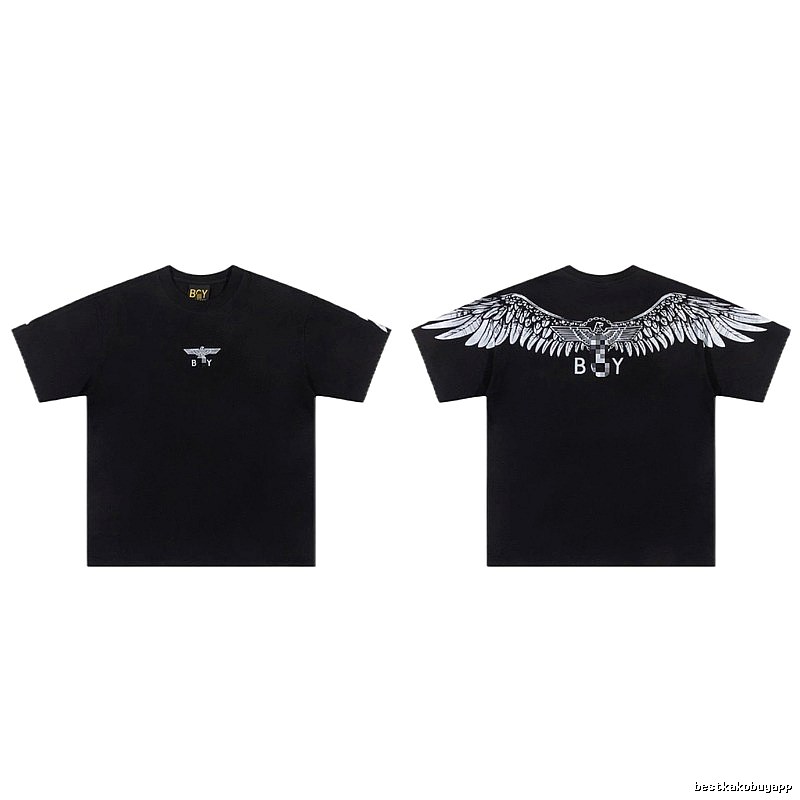 BOY Wing Print Street Style Black Short-sleeve T-shirt