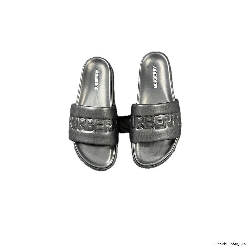 Burberry Embossed Minimalist Style Black Slide Sandals