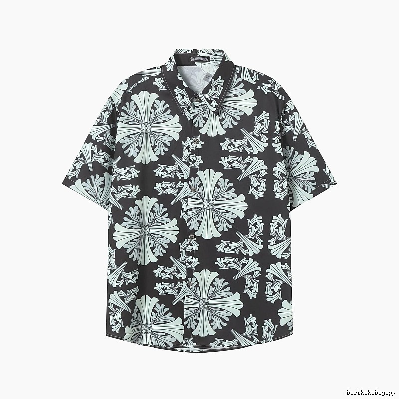Button-Shirt Styling Black Floral Button Shirt Streetwear Look