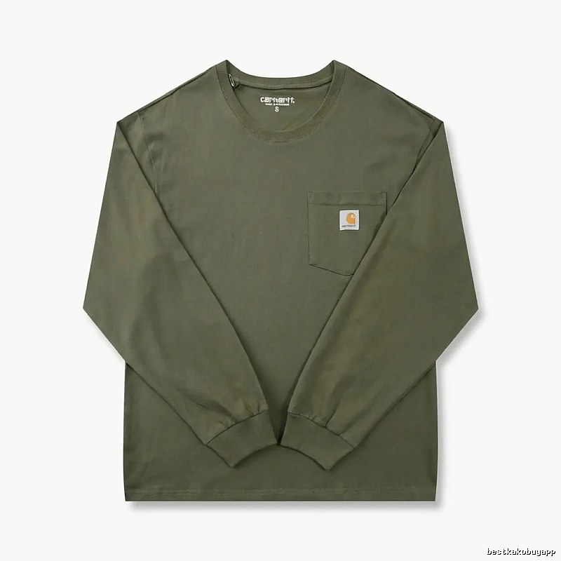 Carhartt workwear style olive green long-sleeve