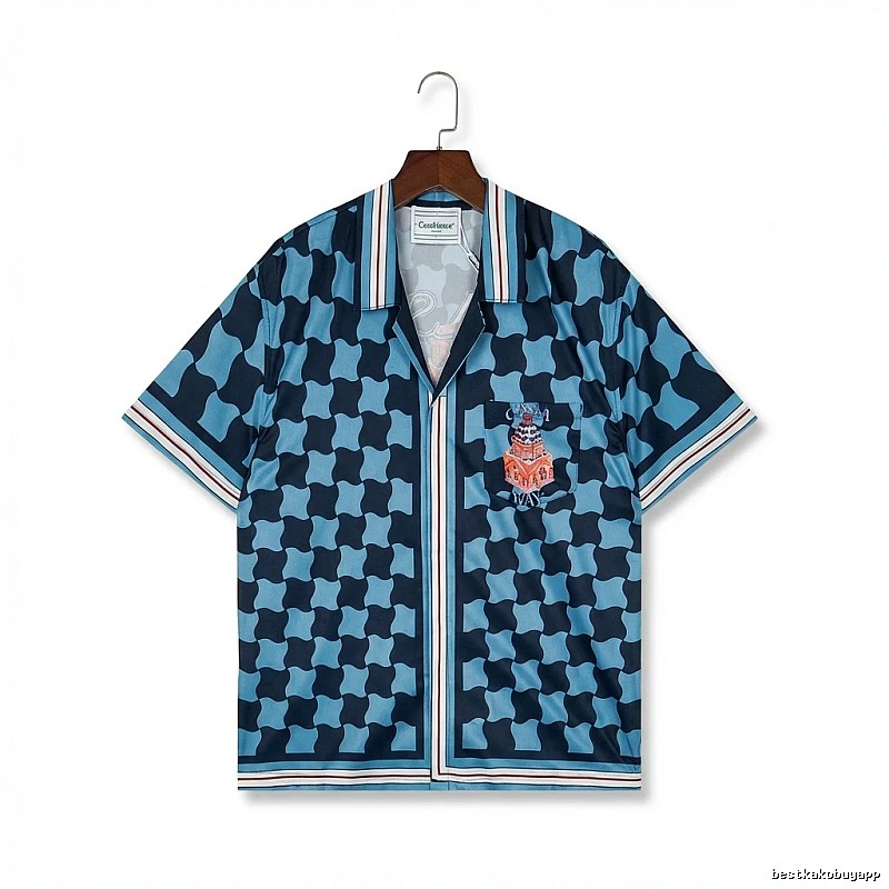 Casablanca checkered retro-style blue shirt