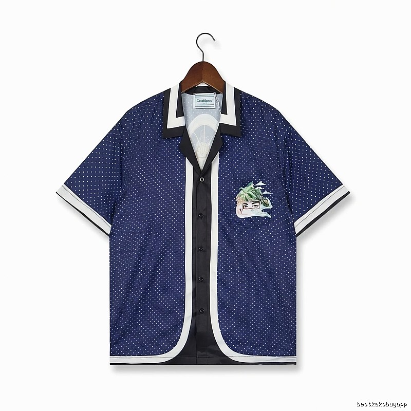 Casablanca polka dot retro blue shirt