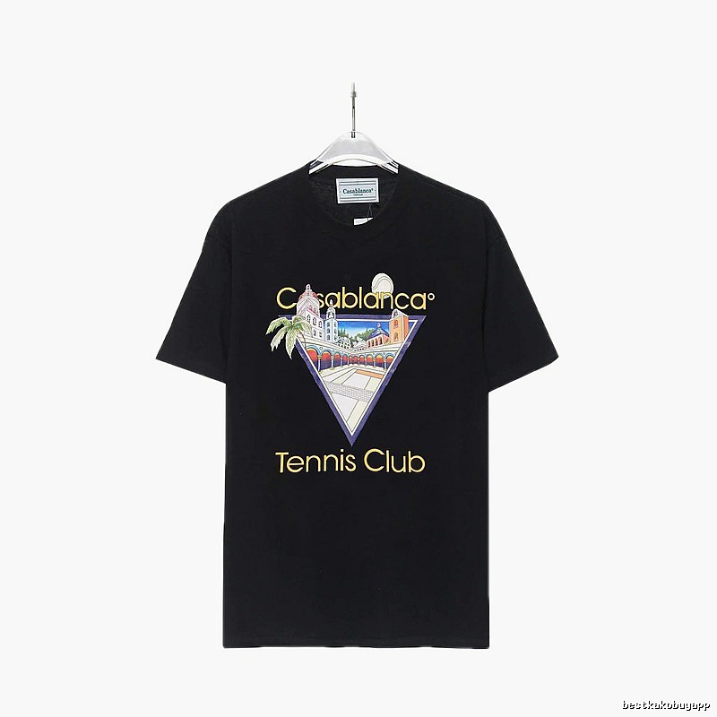 Casablanca Print Casual Black T-shirt