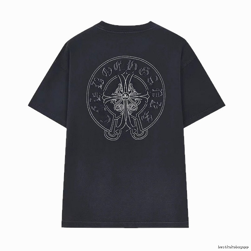 Chrome Hearts Cross Embroidered Street Style Black T-Shirt