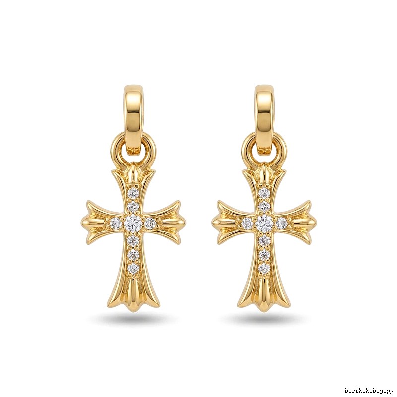 Chrome Hearts Cross Trendy and Cool Style Gold Earrings