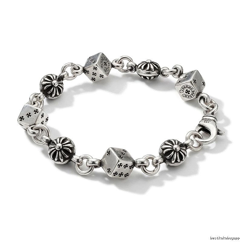Chrome Hearts Dice Retro Style Silver Bracelet