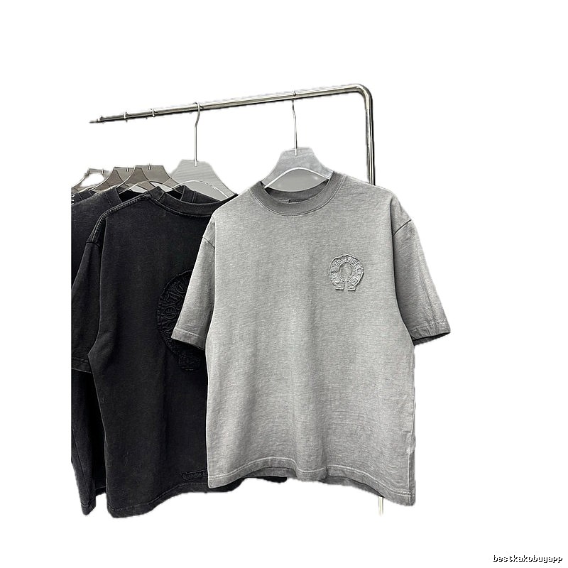 Chrome Hearts Horseshoe Logo Trendy & Cool Grey Short-sleeve T-shirt