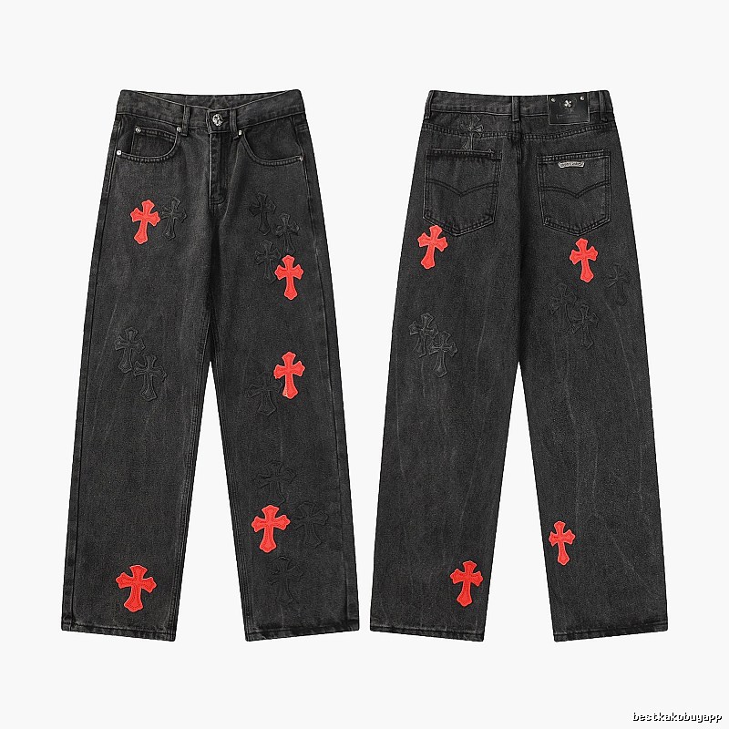 Chrome Hearts Premium Style Graphic jeans Light Denim Jeans for Minimal Outfits