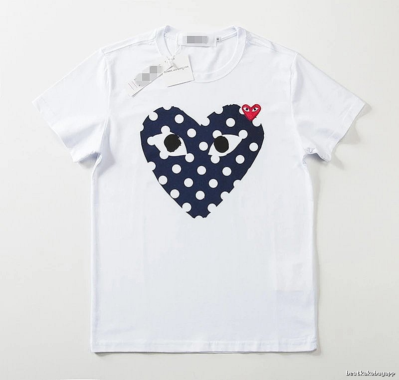 Comme des Garcons PLAY 2021-17 Blue Style 2117 Heart Logo T-Shirt Weekend Wear