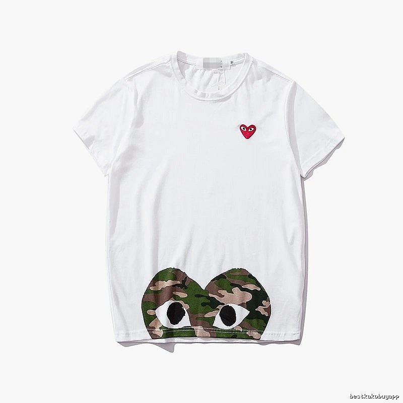 Comme des Garcons PLAY 2021-49 Green Style 2149 Heart Logo T-Shirt Casual Layering