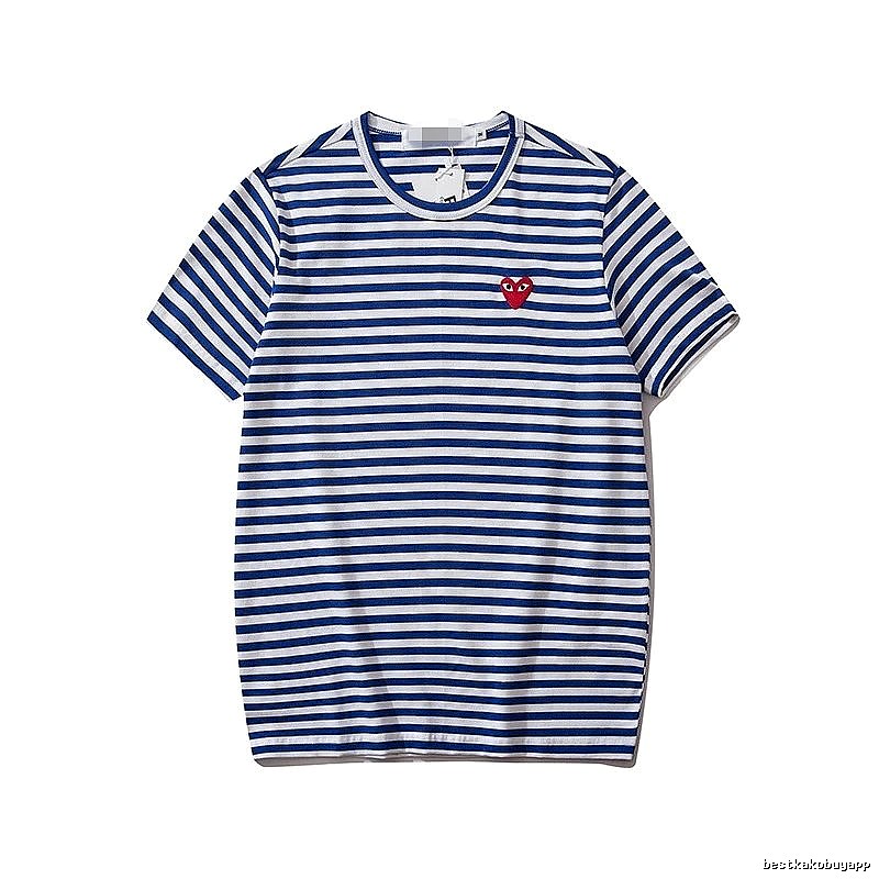 Comme des Garcons PLAY 2021-94 Blue Style 2194 Heart Logo T-Shirt Modern Fit