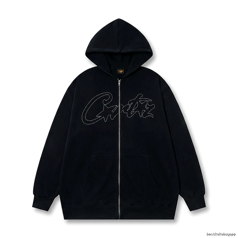 Corteiz minimalist style black hoodie