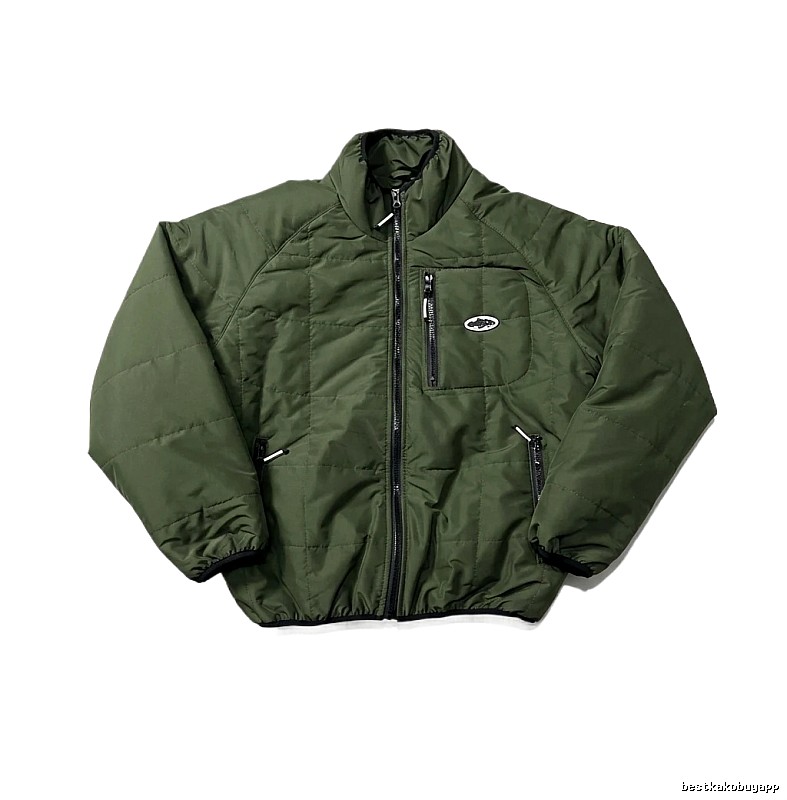 Corteiz Retro Style Olive Green Cotton-padded Coat
