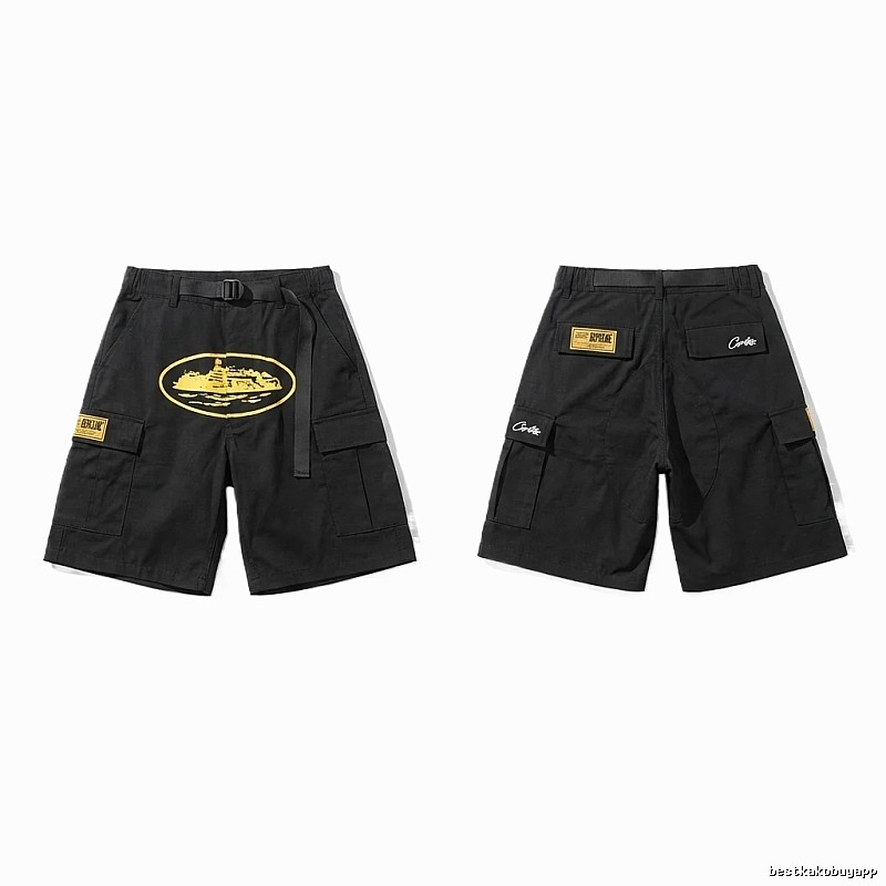 Corteiz workwear-style black shorts