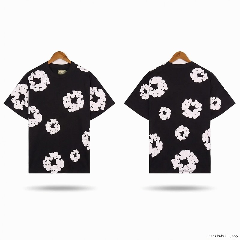 DENIM TEARS Black and White Retro Short-sleeve Shirt