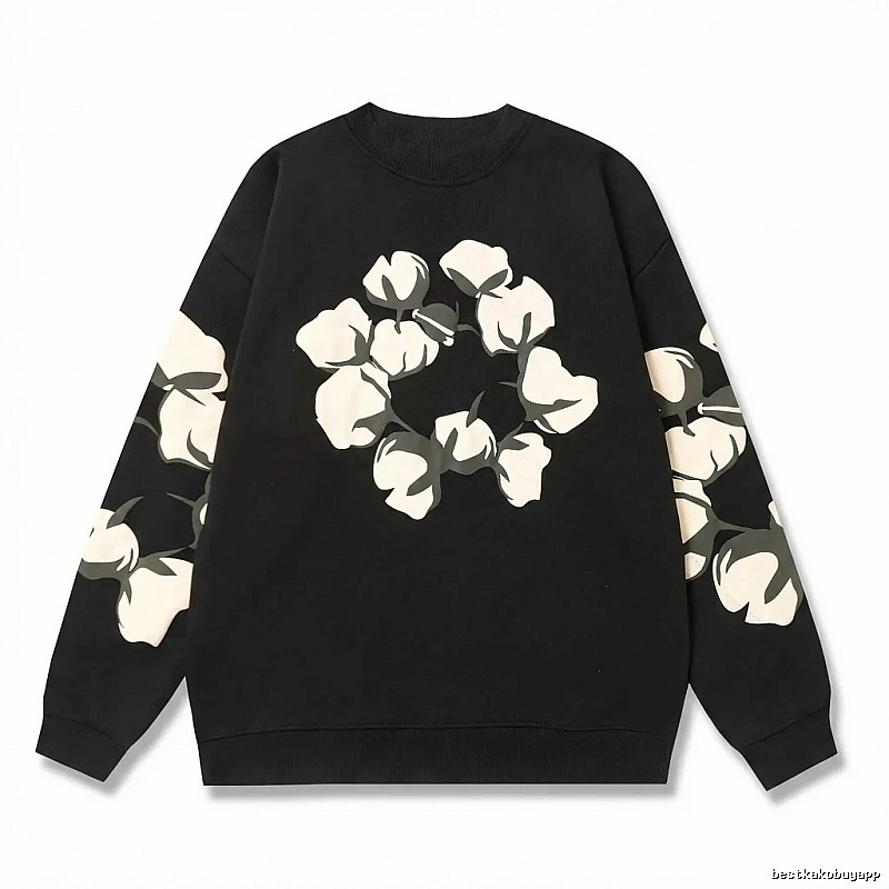 DENIM TEARS Cotton Printed Black Sweatshirt