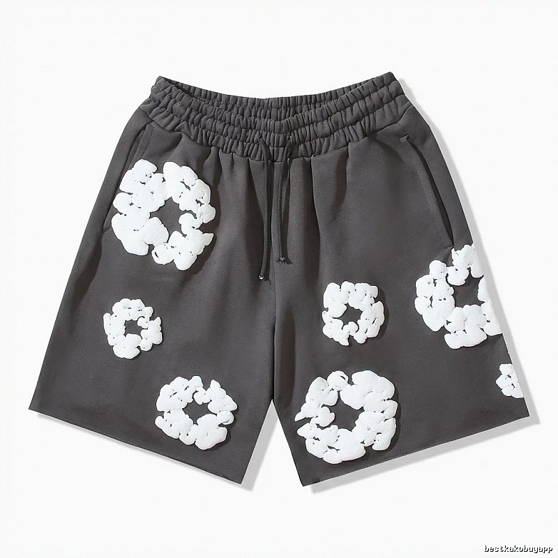 DENIM TEARS Flower Style Black Shorts