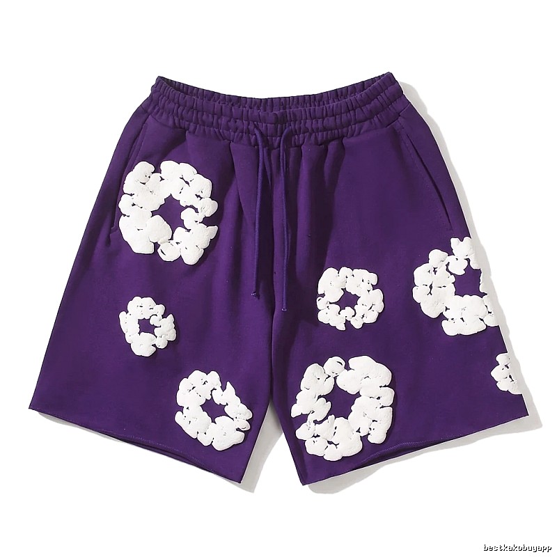 DENIM TEARS Three-dimensional Flower Casual Shorts (Purple)