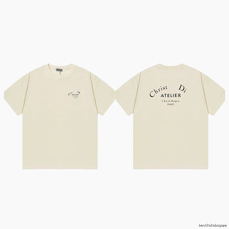 Dior Atelier Minimalist Style Beige Short-sleeve T-shirt