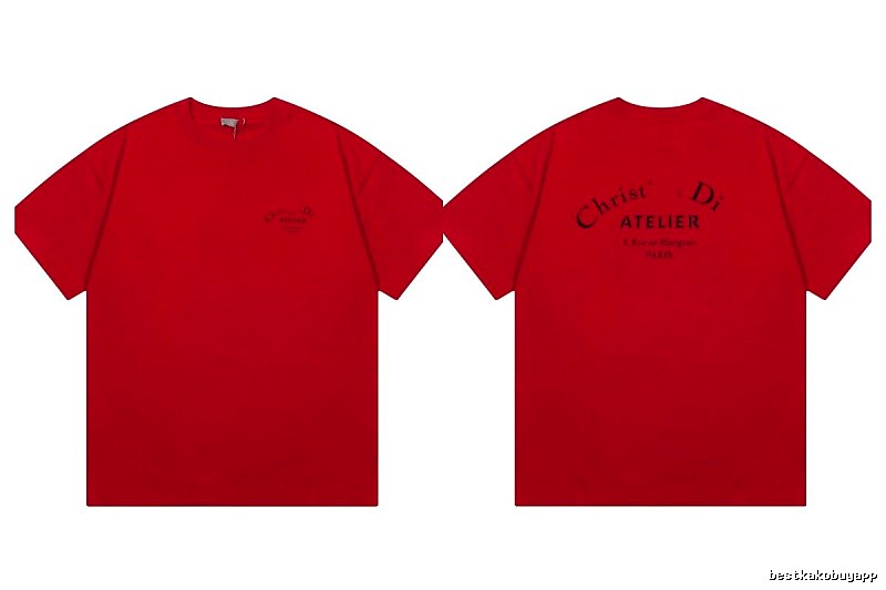 Dior Atelier Minimalist Style True Red Short-sleeve T-shirt