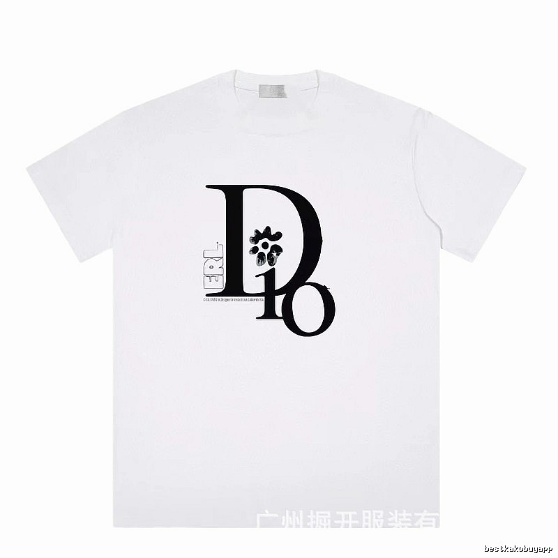 Dior Co-branded Trendy Style Printed White T-Shirt