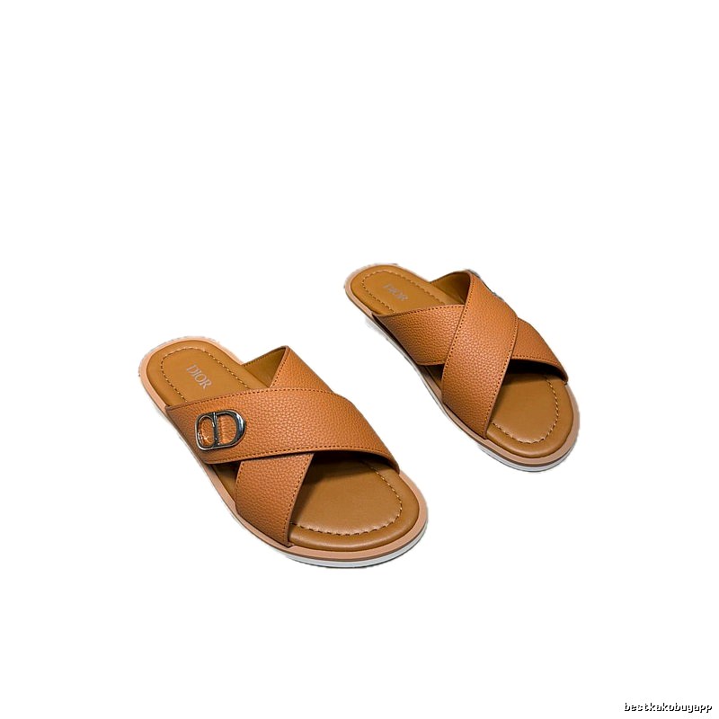 Dior Cross-Strap Casual Caramel Slides