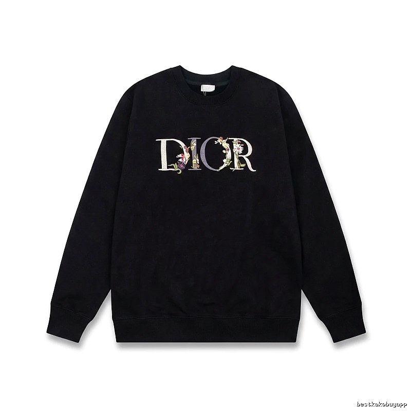 Dior Floral Alphabet Style Black Sweatshirt
