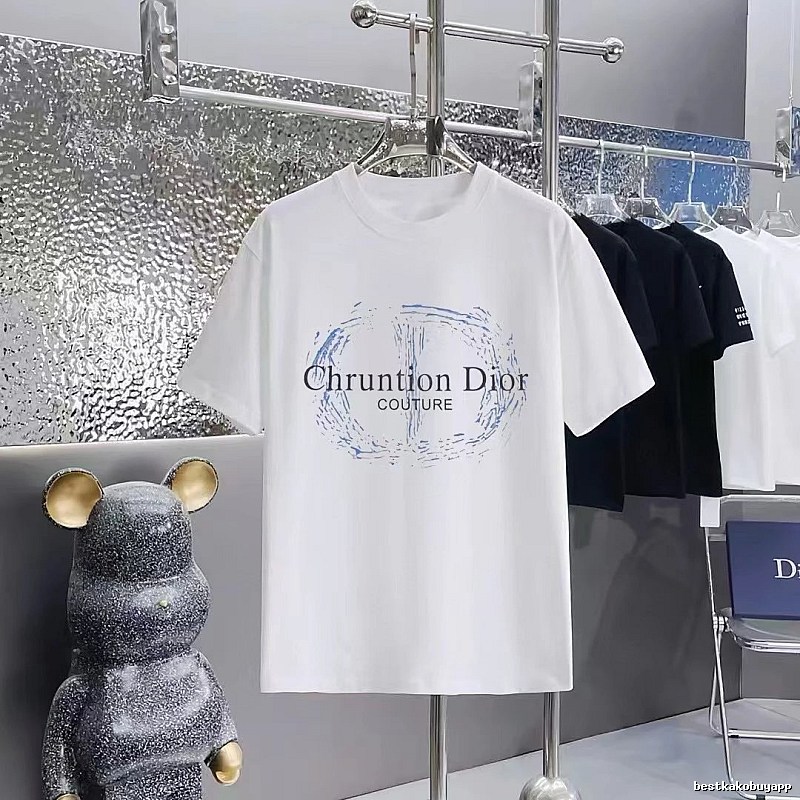 Dior Haute Couture Printed Light Luxury Style White T-shirt