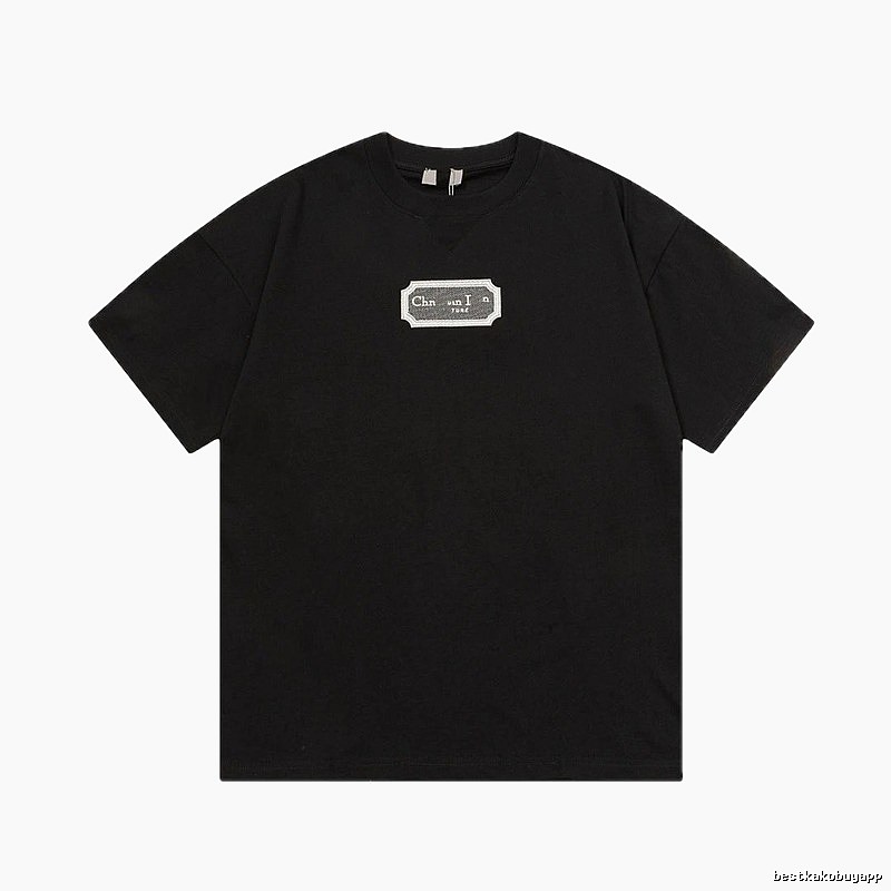 Dior Label Series Minimalist Black Short-sleeve T-shirt