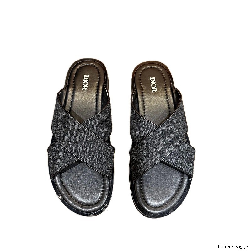 Dior Oblique Casual Style Black Slides