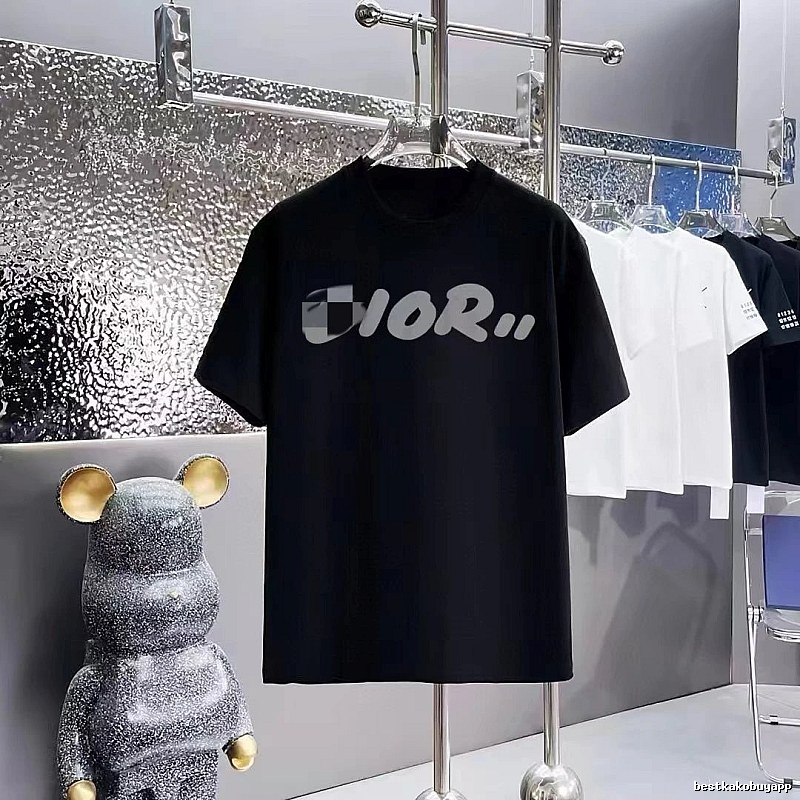 Dior Printed Collection Trendy Style Black T-Shirt