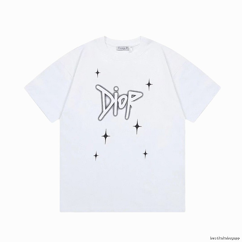 Dior Starburst Graffiti Street Style White Short-sleeve T-shirt