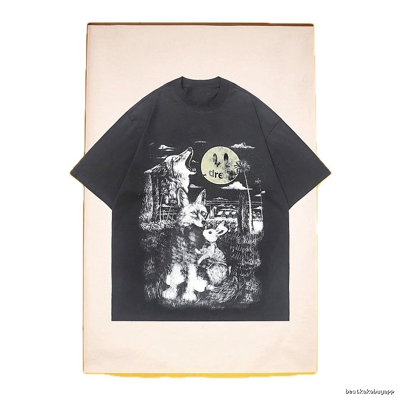 DREW Animal Print Street Style Black T-Shirt