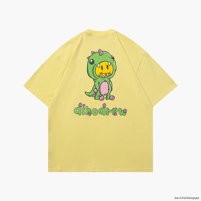 DREW Dinosaur Print Street Style Yellow Short-sleeve T-shirt