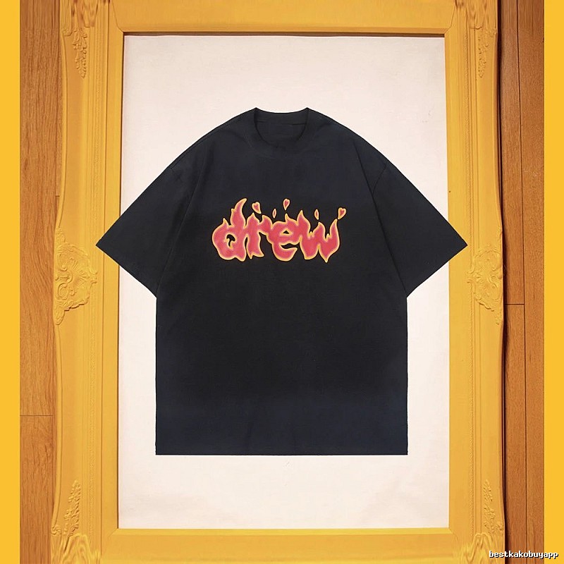 DREW Flame Heart Street Style Black T-shirt