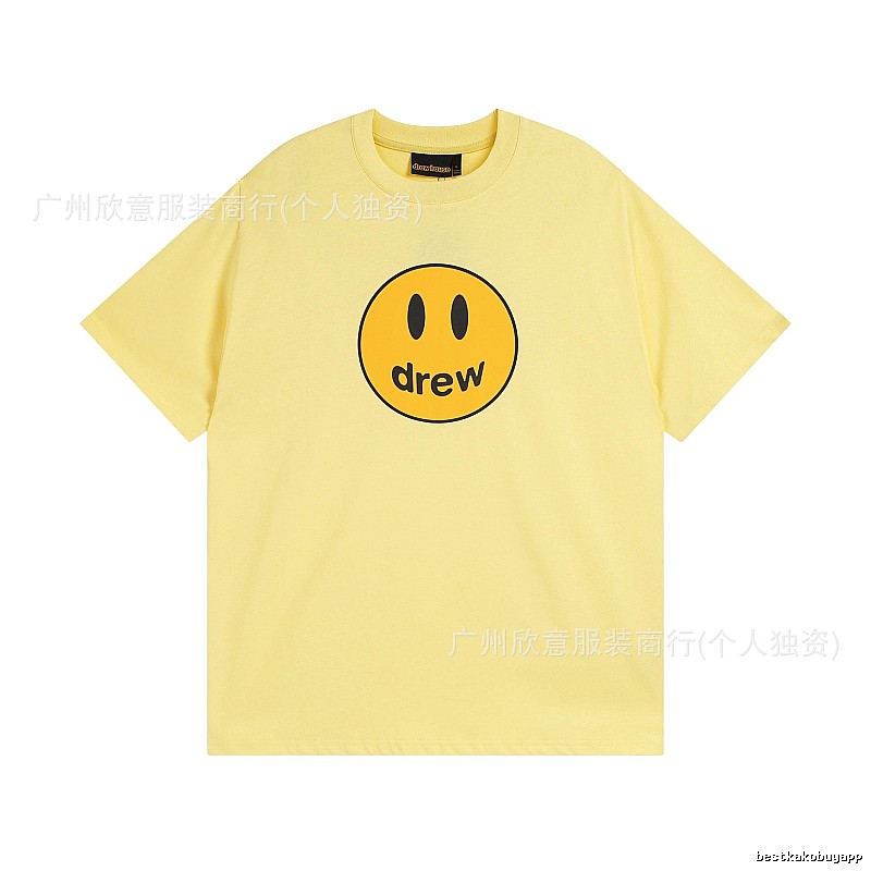 DREW Smiley Face Series Street Style Light Yellow T-shirt
