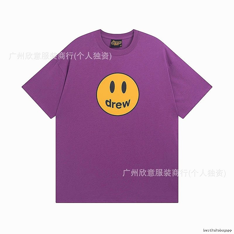 DREW Smiley Face Street Style Purple Short Sleeve T-shirt