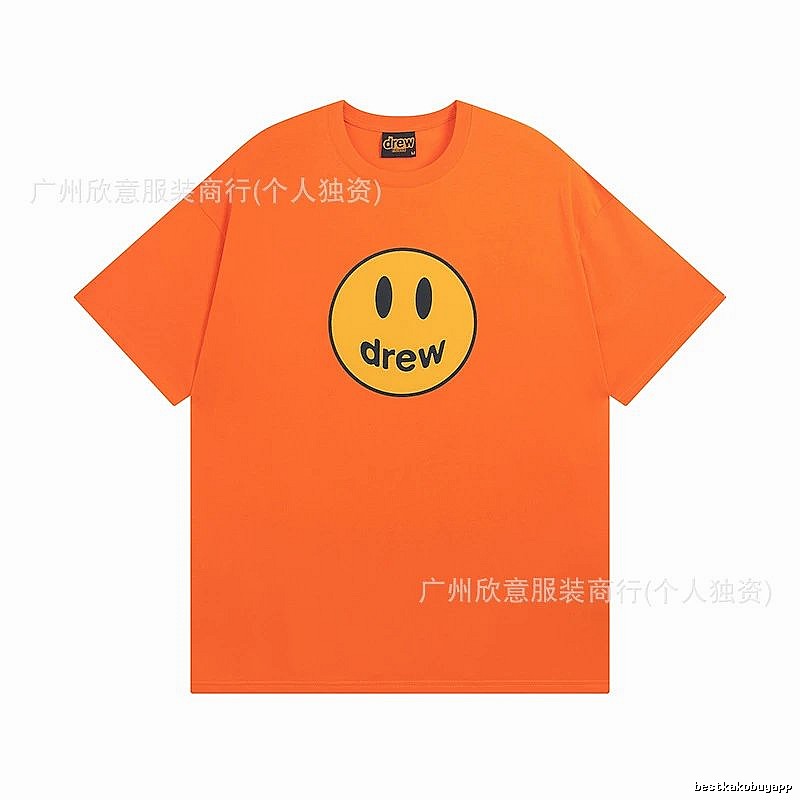 DREW Smiley Series Street Style Orange Short Sleeve T-shirt
