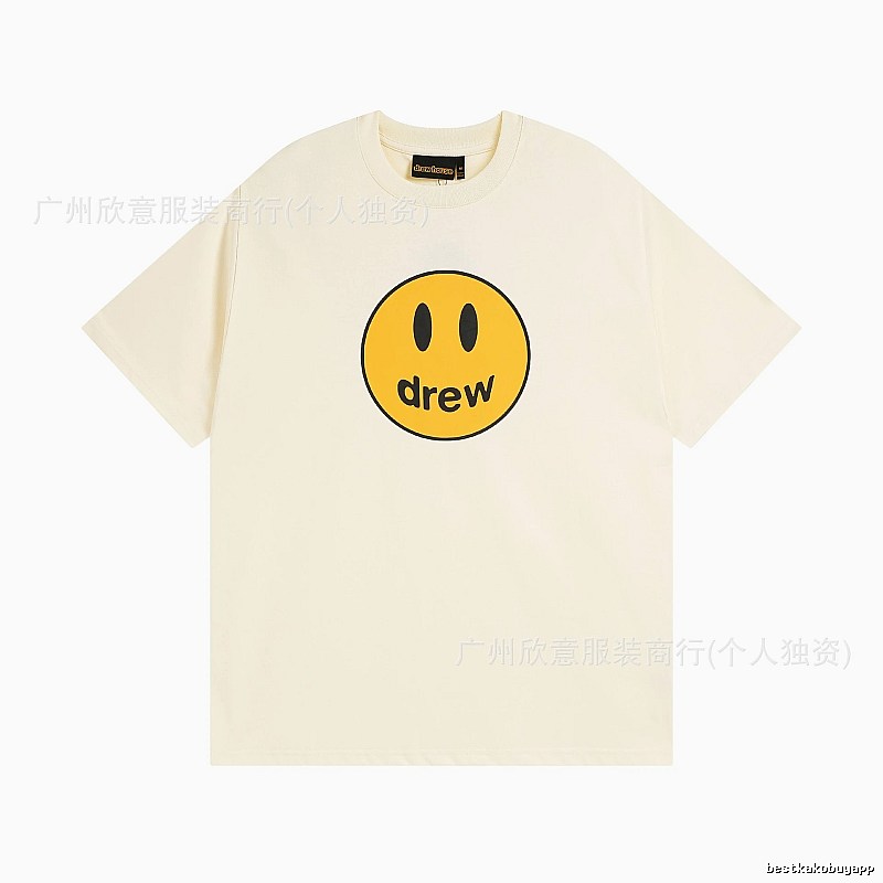 DREW Smiley Street Style Off-white Short Sleeve T-Shirt