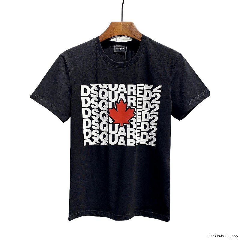 DSQ2 Maple Leaf Print Street Style Black T-Shirt