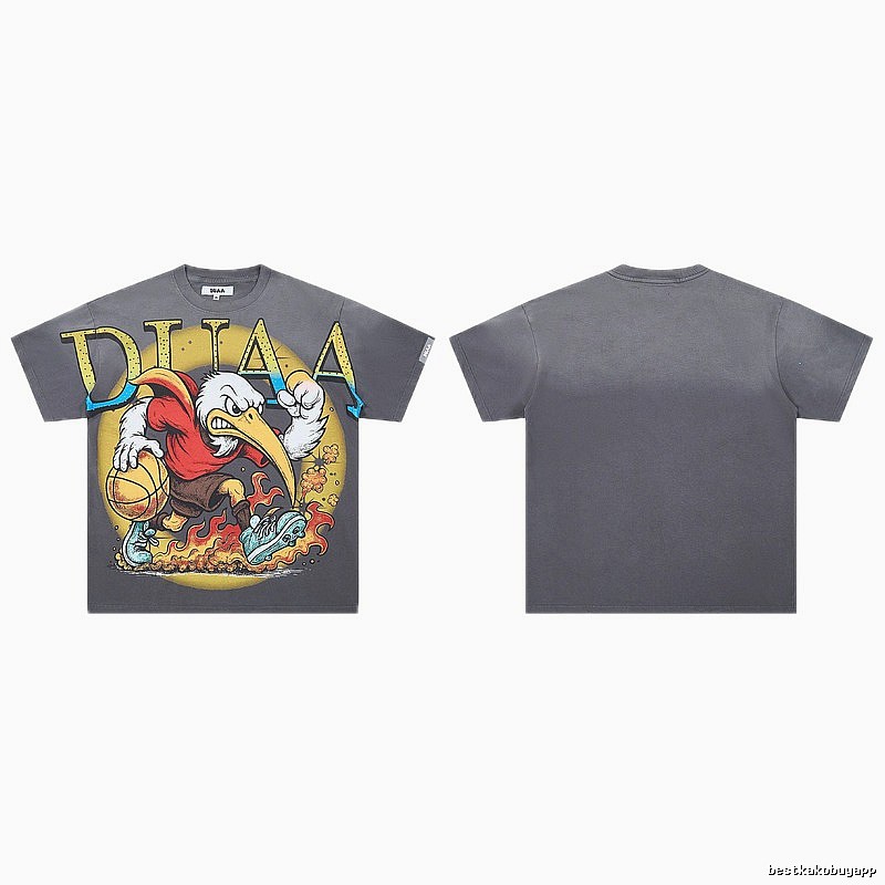 DUAA Basketball Print American Trendy Style Dark Grey T-Shirt