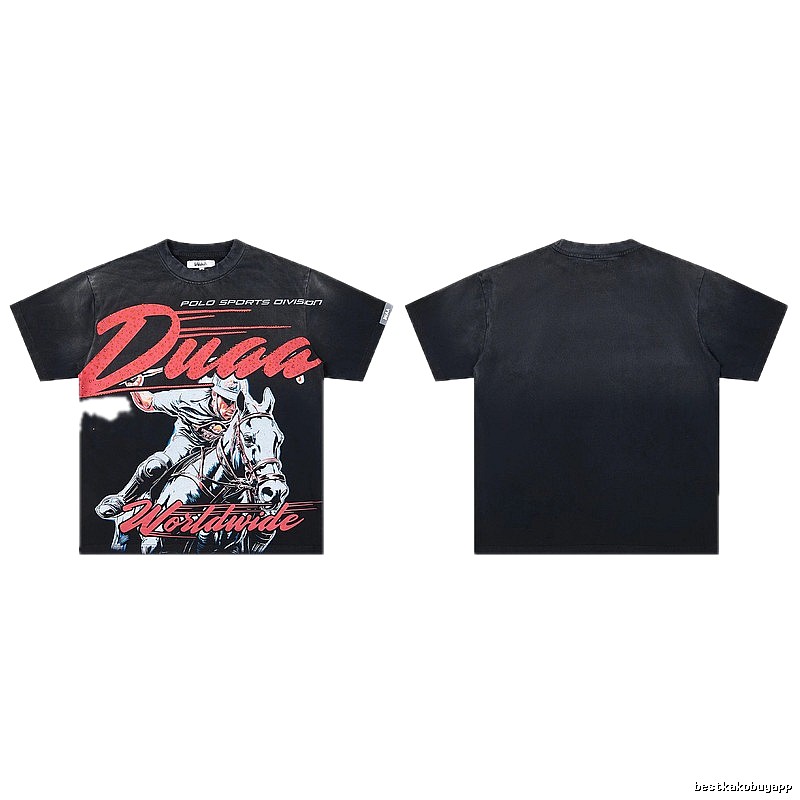 DUAA Vintage Style Black Polo T-Shirt